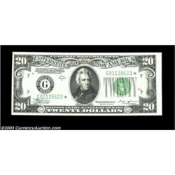Fr. 2056-G* $20 1934B Federal Reserve Note. Choice Crisp Uncirculated.A very scarce star note from t