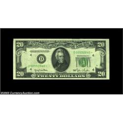 Fr. 2059-D* $20 1950 Federal Reserve Note. CGA Gem Uncirculated 67.Perfectly centered and with embos