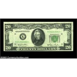 Fr. 2059-K* $20 1950 Federal Reserve Note. Choice Crisp Uncirculated.A very scarce district, one of.