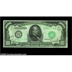 Fr. 2211-B $1000 1934 Federal Reserve Note. Extremely FineVery choice for the grade, as this nicely.