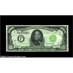 Fr. 2211-F $1000 1934 Light Green Seal Federal Reserve Note. Choice Crisp Uncirculated.Perfectly cen