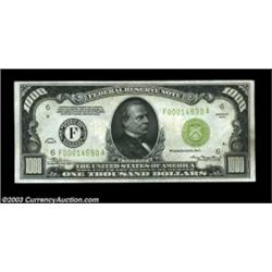 Fr. 2211-F $1000 1934 Light Green Seal Federal Reserve Note. Choice About Uncirculated.You will have