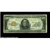 Image 1 : Fr. 2407 $500 1928 Gold Certificate. Very Fine.Despite some minor rust stains on the back from an ol