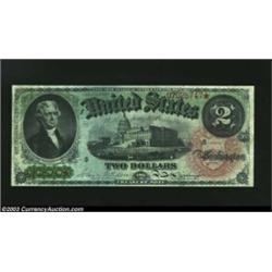 Fr. 42 $2 1869 Legal Tender Very Fine. Decent color remains on this Rainbow deuce. The note is quite
