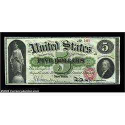Fr. 61a $5 1862 Legal Tender Very Choice New. An absolute Gem in every respect but for the top face.
