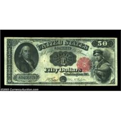 Fr. 164 $50 1880 Legal Tender Fine. The paper surfaces are a touch soft, and the note has a few mino