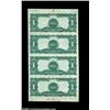 Image 2 : Fr. 226a $1 1899 Silver Certificate Uncut Sheet of Four Extremely Fine. A perfectly original, proble