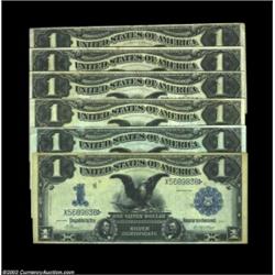 A Half Dozen Black Eagles. Fr. 229 (two), 232, 233, 234, and 236. The grades range from Very Fine to