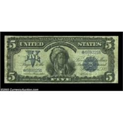 Fr. 278 $5 1899 Silver Certificate Star Note Very Good-Fine. This is one of only two Face Plate 1 Te