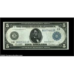Fr. 851a $5 1914 Federal Reserve Note Gem New. Deep original embossing and perfect color highlight t