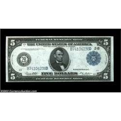Fr. 851b $5 1914 Federal Reserve Note Very Choice New. A surprisingly scarce note, with only around.
