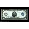 Image 1 : Fr. 855a $5 1914 Federal Reserve Note Very Choice New. Too tight across the bottom for the full Gem.