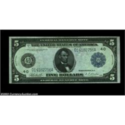 Fr. 858 $5 1914 Federal Reserve Note Choice About New. A better number with only a few more than a d