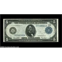 FR. 859b $5 1914 Federal Reserve Note Choice New. This strictly original and rare note would be a pe