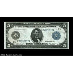 Fr. 862 $5 1914 Federal Reserve Note Very Choice New. This Richmond District Five is quite a scarce.