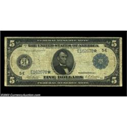 Fr. 862 $5 1914 Federal Reserve Note Star Fine. Fewer than ten examples are known of this Richmond S
