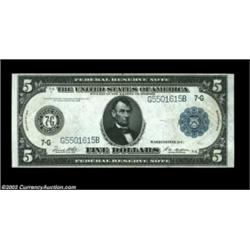 Fr. 871a $5 1914 Federal Reserve Note Very Choice New. A strictly original, well margined example of