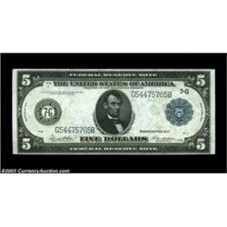 Fr. 871b $5 1914 Federal Reserve Note Choice New. Well margined and strictly original, this "b" Chic