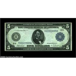 Fr. 874 $5 1914 Federal Reserve Note About New. Only about two dozen examples of this number are kno