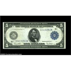 Fr. 879a $5 1914 Federal Reserve Note Choice New. A nice Minneapolis Five that would be a Gem but fo