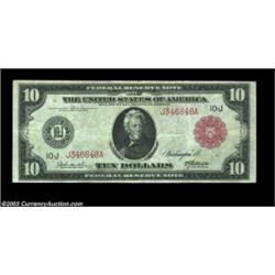 Fr. 901a $10 1914 Federal Reserve Note Red Seal Very Fine. A rather rare number, with only a dozen e