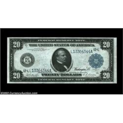 Fr. 1010 $20 1914 Federal Reserve Note Very Choice New. A near-Gem example from the San Francisco Di