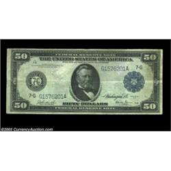 Fr. 1049 $50 1914 Federal Reserve Note Very Fine. A solid, problem-free note, with good paper origin