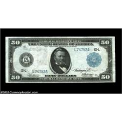 Fr. 1068 $50 1914 Federal Reserve Note About New. Only around a dozen examples are known of this Bur