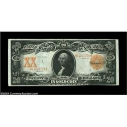 Fr. 1186 $20 1906 Gold Certificate About New. The margins are a bit uneven and the surfaces are slig