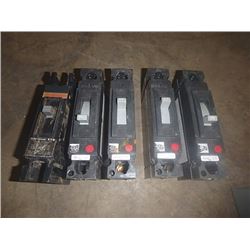 Lot of 5 Circuit Breakers, No Info