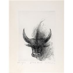 Gabor Peterdi, Black Bull, Etching