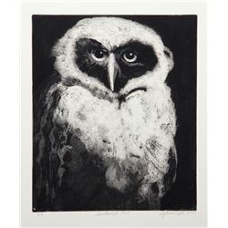 Sylvia Roth, Spectacled Owl, Etching