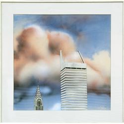 Ronald Mallory, Citicorp and Chrysler Buildings, Mixed Media Drawing