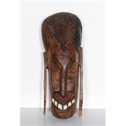 African or New Guinea, Mask with Teeth, Hand-Carved Wood Mask