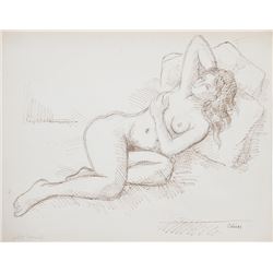 Laurent Marcel Salinas, Lounging Nude 148, Ink Drawing