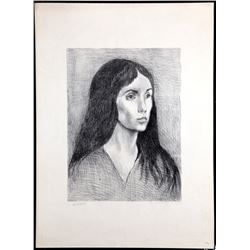 Raphael Soyer, Portrait of a Woman, Lithograph