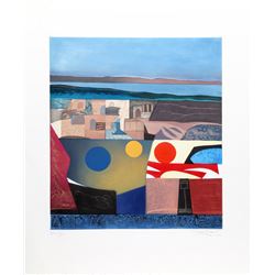 Max Papart, Village Overlooking Ocean, Aquatint Etching with Carborundum