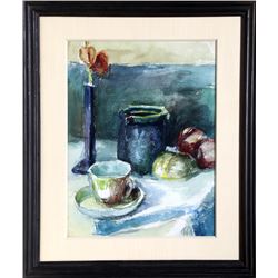 Otto Bielefeld, Still Life with Table Setting, Watercolor Painting