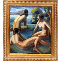 Otto Bielefeld, Three Nudes, Oil Painting