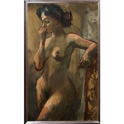 Nathan Wasserberger, Pensive Nude, Oil Painting