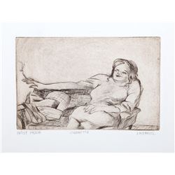 James Kearns, Cigarette, Etching