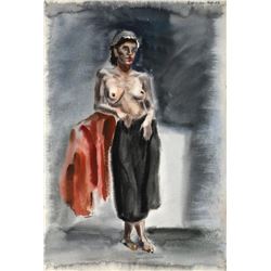 Eve Nethercott, Standing Nude (P651), Watercolor Painting