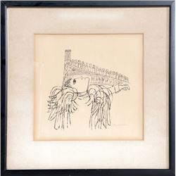 Ben Shahn, Angel Playing Organ, Lithograph