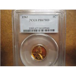 1961 LINCOLN CENT PCGS PR67RD