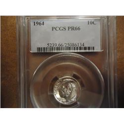 1964 SILVER ROOSEVELT DIME PCGS PR66