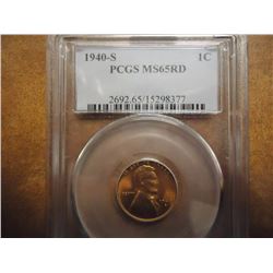 1940-S LINCOLN CENT PCGS MS65RD