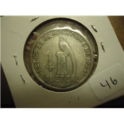 1946 GUATEMALA SILVER 1/4 QUETZAL
