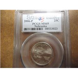 2006-P NEBRASKA QUARTER PCGS MS69 SATIN FINISH