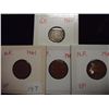 Image 1 : NEWFOUNDLAND 1940 SILVER 5 CENTS & 1941,42 & 43 1 CENTS