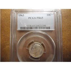 1963 SILVER ROOSEVELT DIME PCGS PR65
